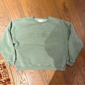 Green Crewneck Sweater “weekend”